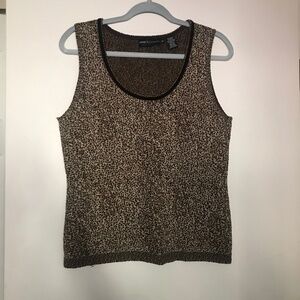Dana Buchman sweater tank L Leopard wool blend shell vest Vintage 90s  career